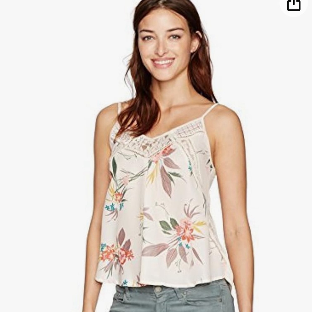 Taylor & Sage  Tropical Floral Lace Trim Cami/Tank Multicolor M